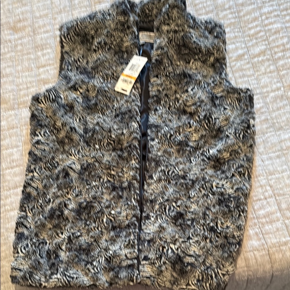 Chico's Black and White Fuzzy Vest